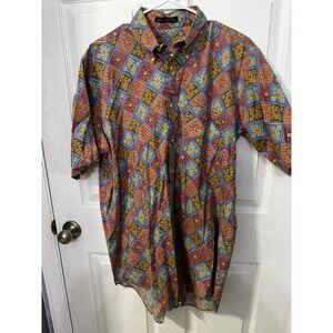 Vintage BD Baggies Men's Geometric Kilim Inspired Print Boho Shirt Button Down M